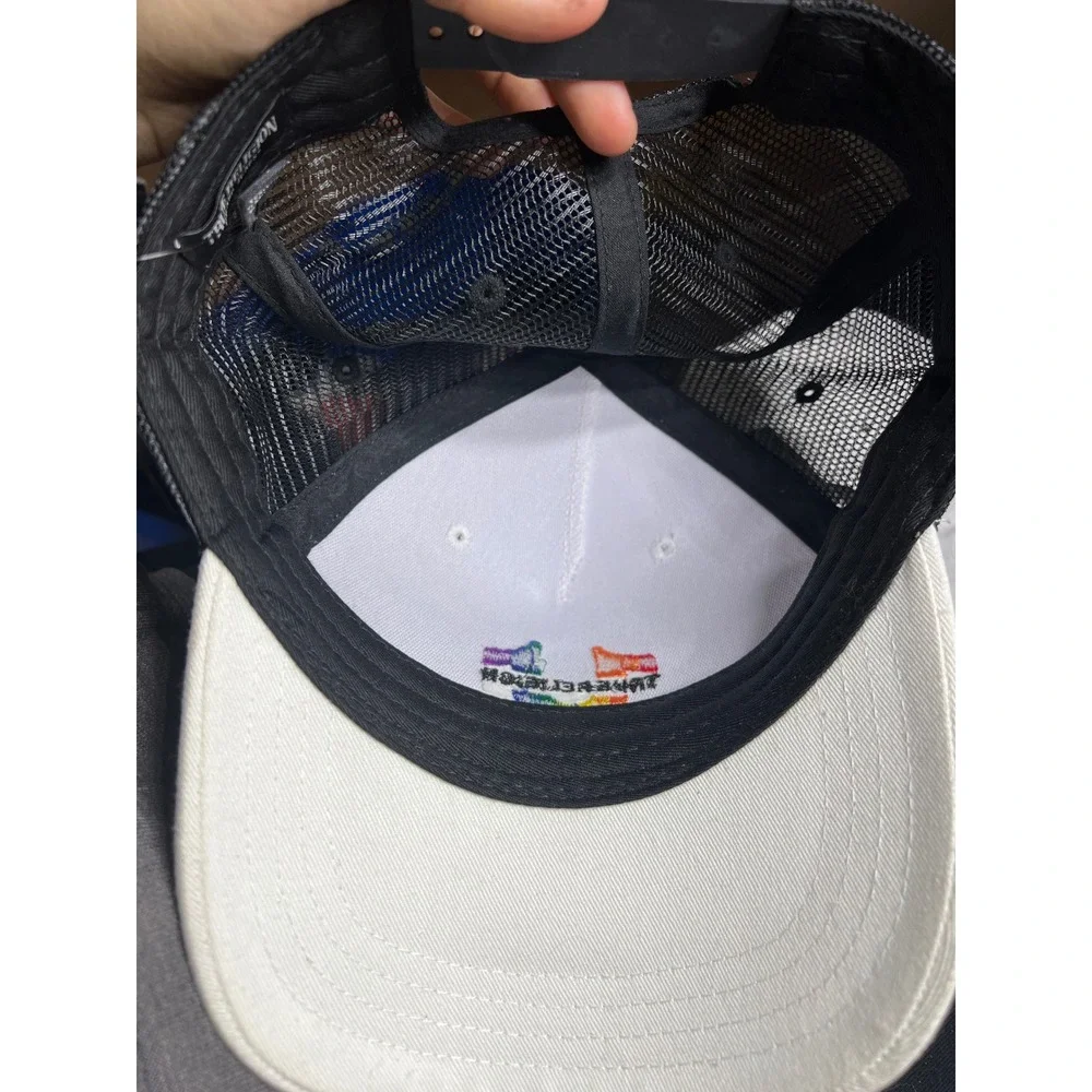 True Religion Rainbow Horseshoe Logo White Black‎ Mesh Trucker Hat Snapback Cap